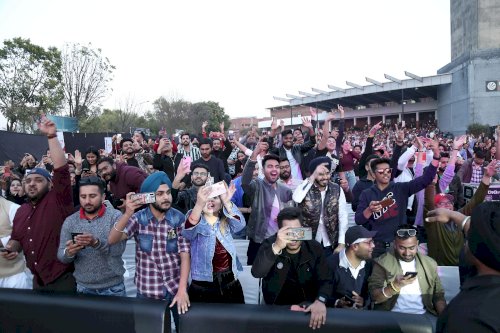 Punjabi Singer Karan Aujla performs at LPU Campus on February 17, 2020.