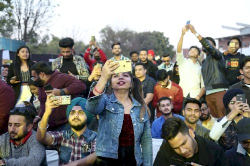 Punjabi Singer Karan Aujla performs at LPU Campus on February 17, 2020.