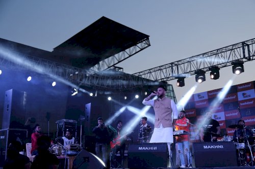 Punjabi Singer Karan Aujla performs at LPU Campus on February 17, 2020.