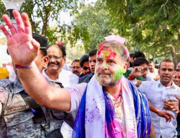 Rahul Gandhi celebrates Holi at Congress HQ, calls for harmony and togetherness
