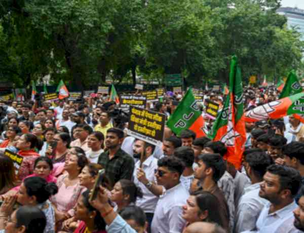 BJP stages protest outside AAP's office in Delhi; demands resignation of Punjab Education Minister