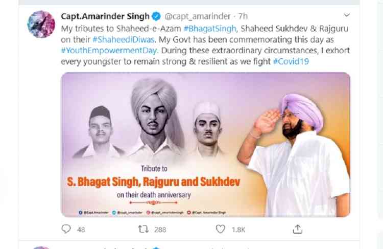 No state-level function organized to pay homage to Bhagat Singh, Rajguru and Sukhdev