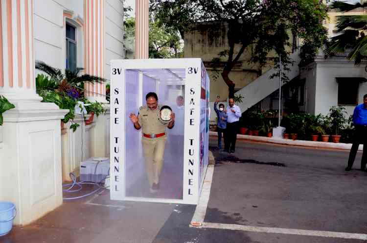 3V Safe tunnel, disinfectant tunnel was installed at DGP office by S3V Vascular Technologies Pvt Ltd