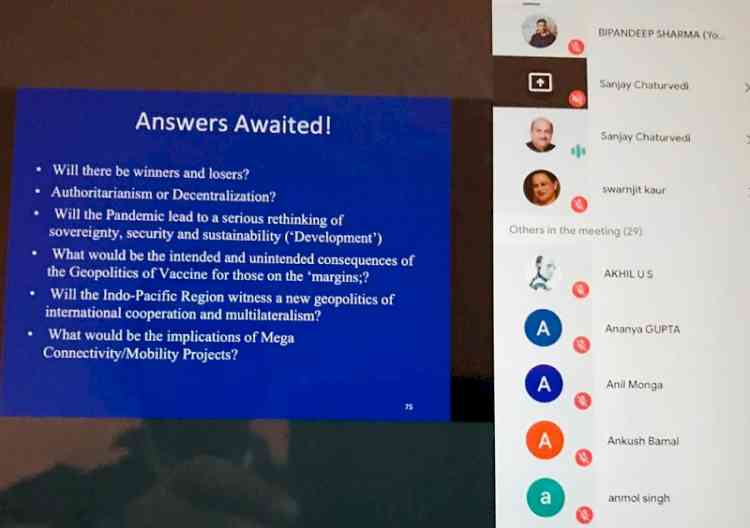 Webinar on theme geopolitics of pandemics in Anthropocene