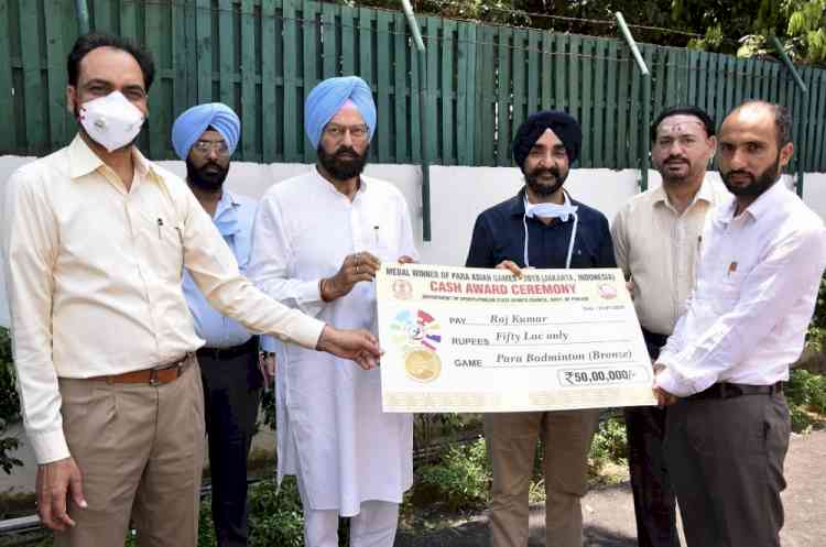 Punjab Sports Minister Rana Sodhi accords Rs.1.5 crores to three bronze medalists of Para Asian Games