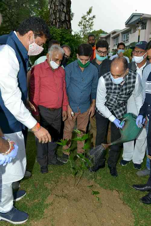 Himachal CM plants sapling of ‘Rudrakh’ and ‘Parijat’