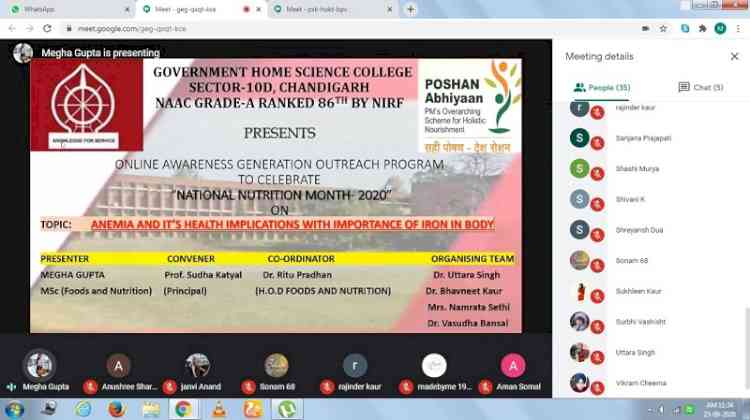 Awareness generation session on anaemia at Home Science College