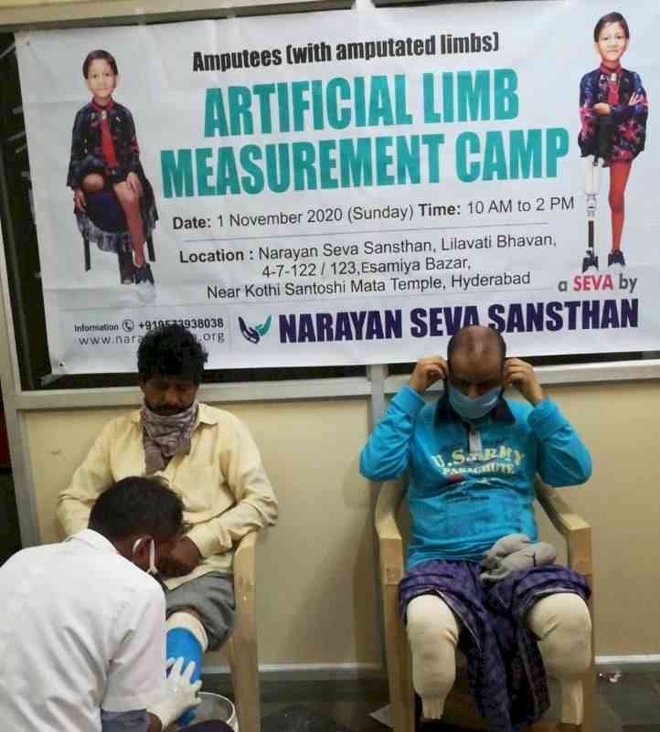 Narayan Seva Sansthan conducting free artificial limbs measurement in Hyderabad