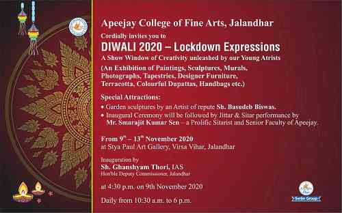 Apeejay College of Fine Arts, Jalandhar organising Diwali 2020- Lockdown Expressions