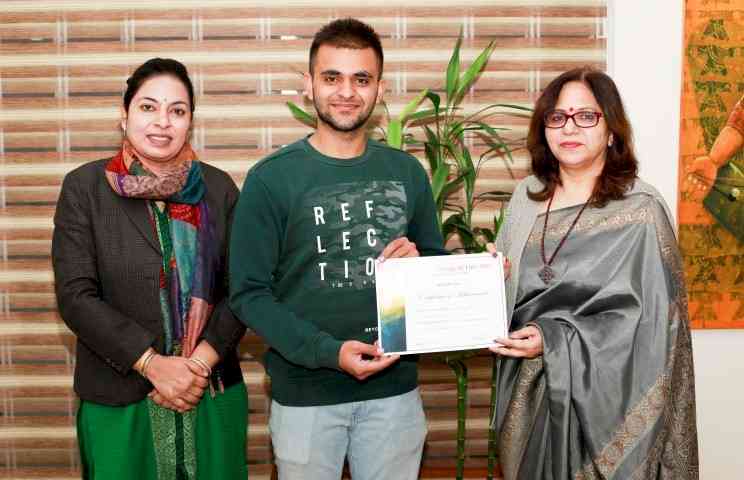 Chaitanya Suri of Apeejay College of Fine Arts added another feather to college 
