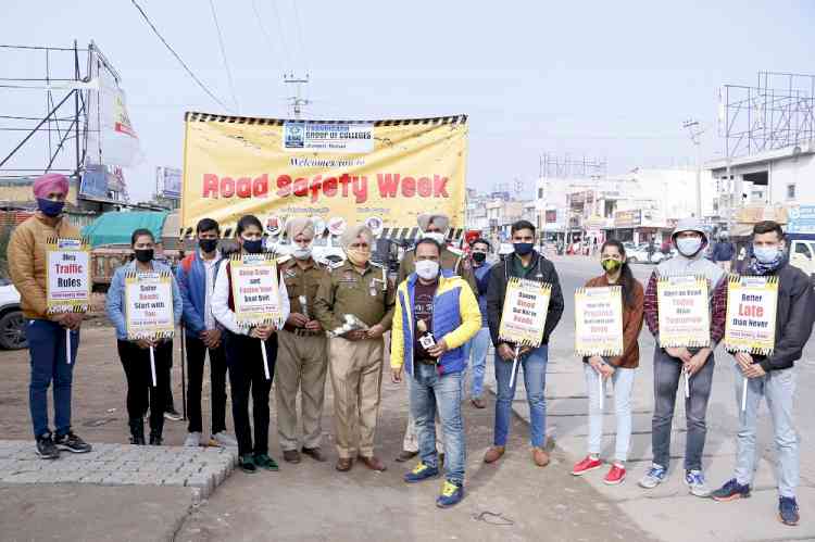 Chandigarh Group of Colleges inaugurated road safety week road safety week with road show