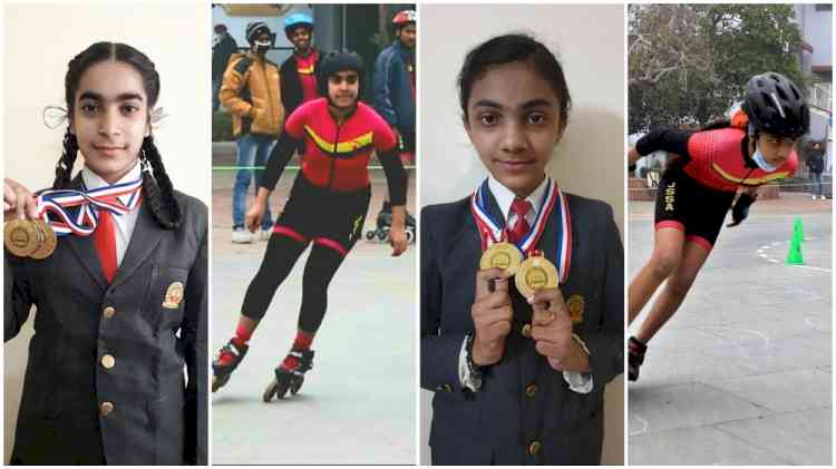 Ekampreet and Hargun of Innocent Hearts earned gold medals at district level in roller skates