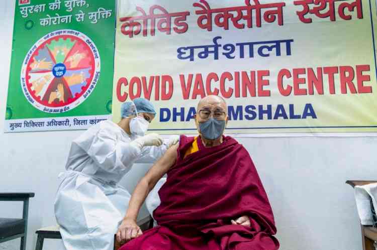 Dalai Lama vaccinated at Zonal Hospital Dharamshala