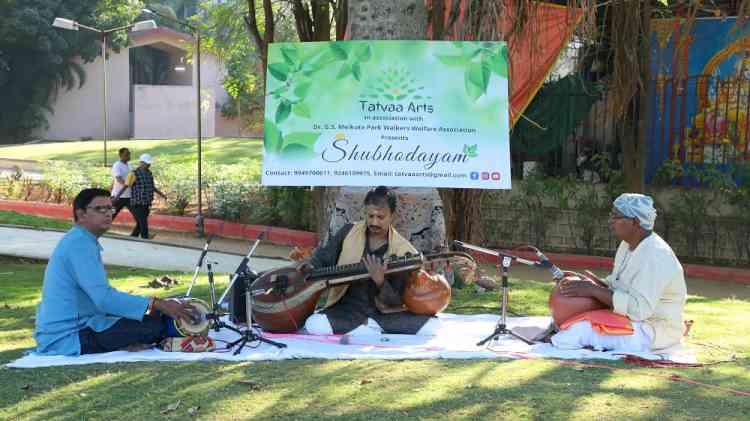 Veena recital as part of morning free concerts in public parks held at Melkote Park by Tatvaa Arts
