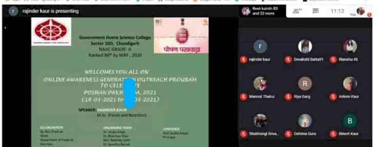 Online outreach activity on awareness generation on malnutrition at Home Science College