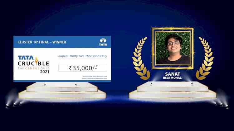 Sanat Mishra from IISER Mohali emerges as winner of Cluster 18 Finals, in all new online edition of Tata Crucible Campus Quiz