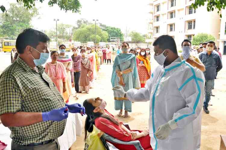 KMV organises medical camp for covid-19 test for all staff members