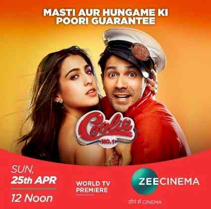 “Masti aur hungame ki poori guarantee” with world television premiere of Coolie No.1 on Zee Cinema