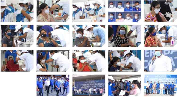 Mega vaccination drive at Hitex biggest ever vaccination drive organised on single day anywhere in world