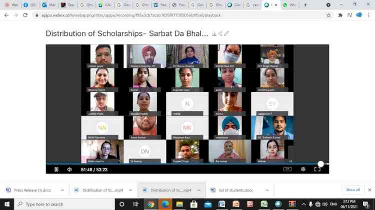 PU Central Placement Cell organises Distribution of Scholarships by Sarbat Da Bhala Charitable Trust