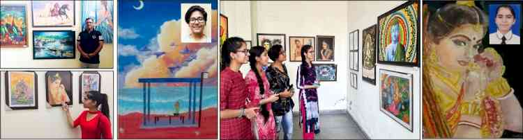 Painting of Dips girl students displayed in Virsa Bihar Art Exhibition