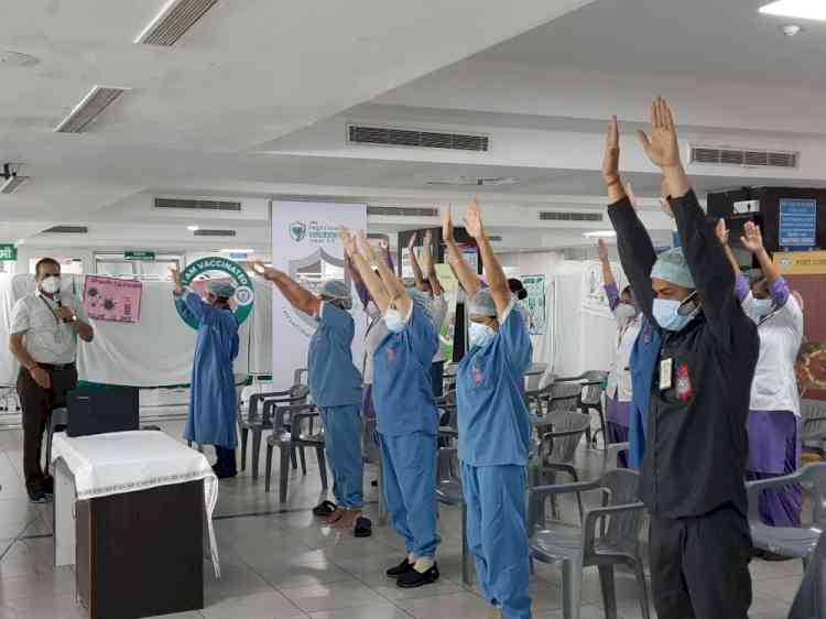 International Yoga Day observed at Hero DMC Heart institute