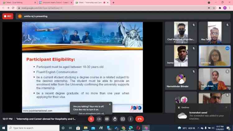 Innocent Hearts School of Hotel Management conducted Webinar on Abroad Internship Programme