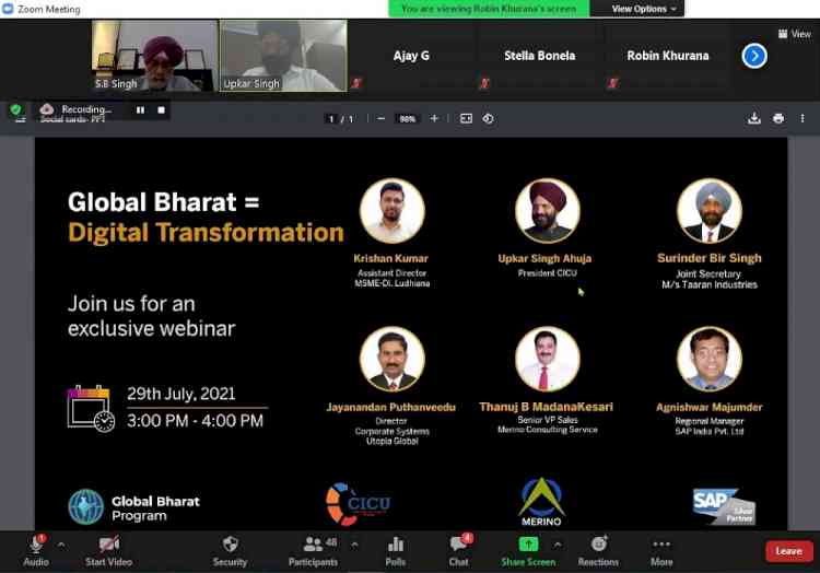 Webinar on “Global Bharat Movement for MSMEs of Punjab”