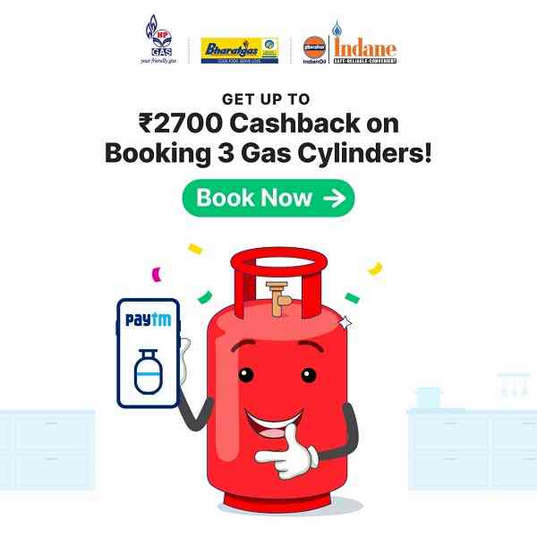 Paytm offers cashback up to Rs.2700 on LPG cylinder booking