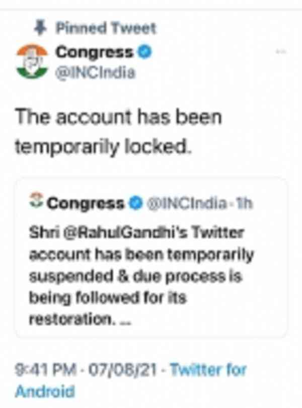 Rahul Gandhi's Twitter handle blocked: Congress