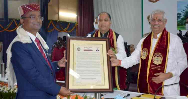 SJVN CMD NL Sharma honoured as Distinguished Alumni of Palampur Agricultural University