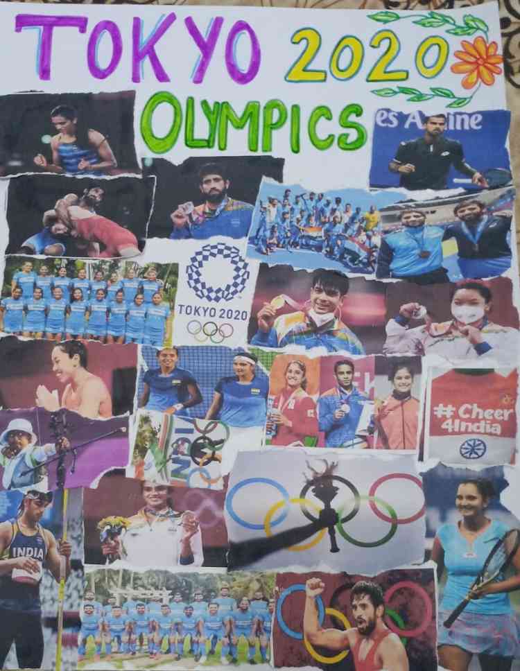 Salute to Olympic winners by students on National Sports Day in Innocent Hearts
