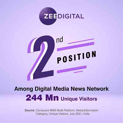 Zee Digital is striding towards the top position amongst Internet Websites