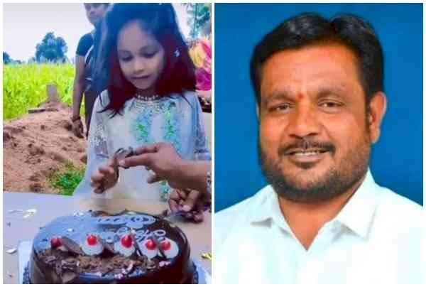Girl celebrates B'day near father's grave who died of Covid