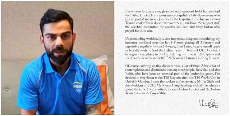 Virat Kohli to quit as T20I captain after T20 World Cup (lead)