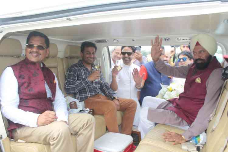 Cabinet Minister Rana Sodhi inaugurates private helicopter services in Ludhiana
