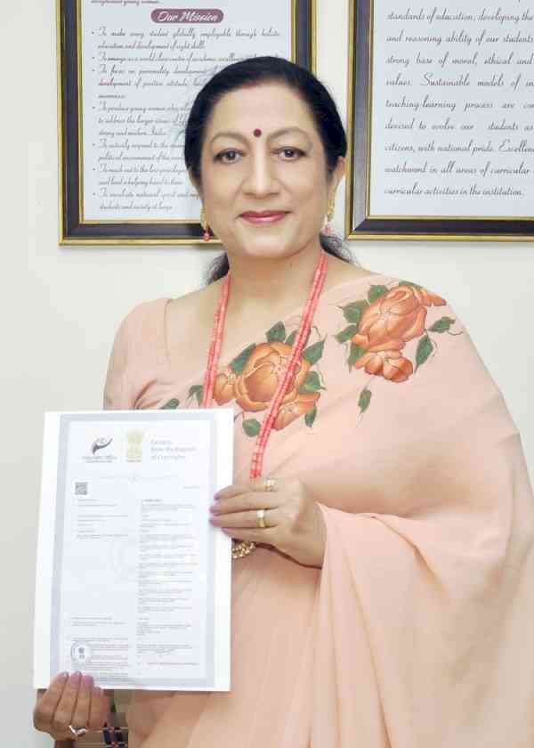 Principal Prof. Dr. Atima Sharma Dwivedi bestowed with Copyright from Copyright Office, GoI