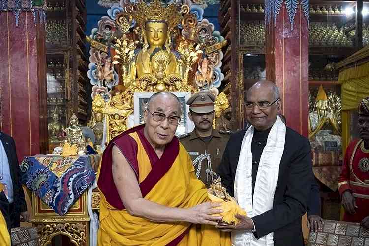 Dalai Lama greets President Kovind on 76th b'day