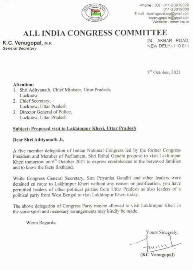 Rahul denied permission to visit Lucknow, Lakhimpur Kheri