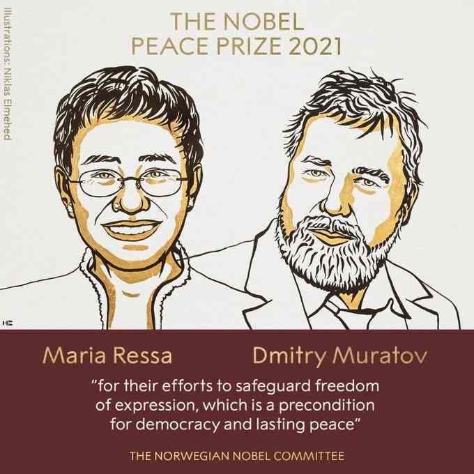 Filipino, Russian journalists awarded Nobel Peace Prize 2021