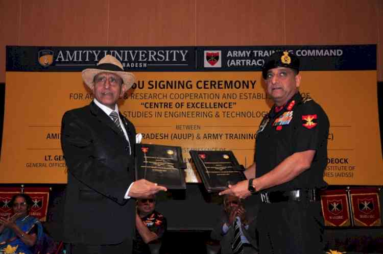 Historic signing of MoU between Army Training Command (ARTRAC) Indian Army and Amity University Uttar Pradesh