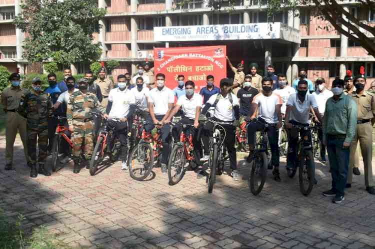 Clean India Campaign: Cycle Rally Awareness Campaign by PU NCC, Chandigarh