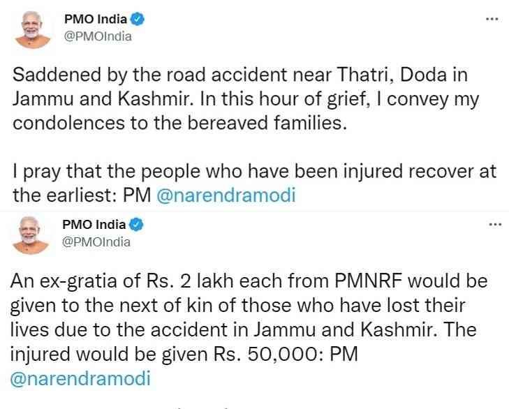 Modi condoles loss of lives in J&K road accident