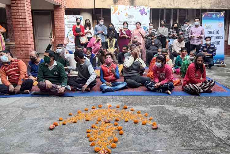 Enactus PU Team celebrates Diwali with specially abled at Samarth 