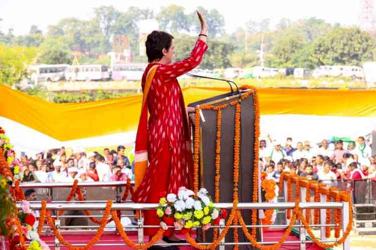Priyanka rains more promises in UP: 20L jobs to youth, free bus travel for women