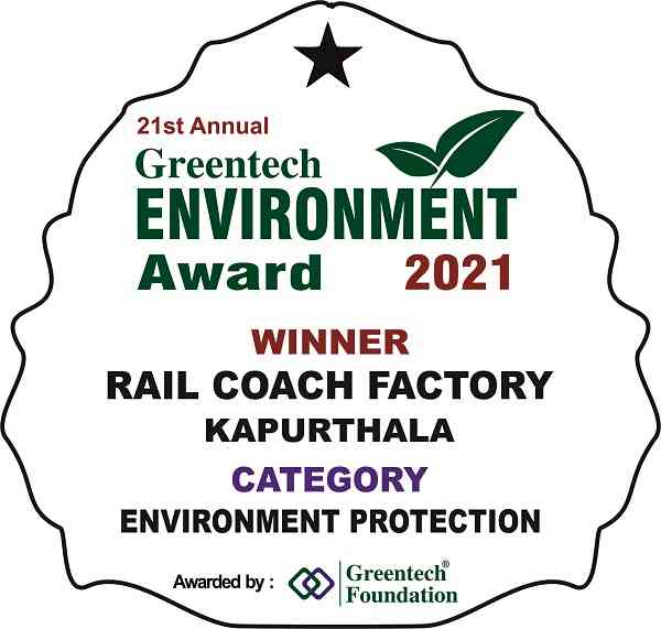 Rail Coach Factory, Kapurthala to get 21st Greentech Environment Award 2021
