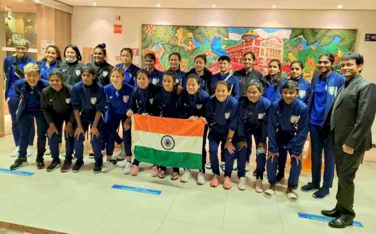India women's football team reaches Brazil for four-nation tournament