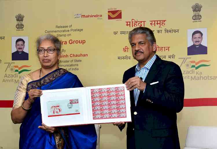 Department of Posts releases commemorative postage stamp to mark 75 years of Mahindra Group