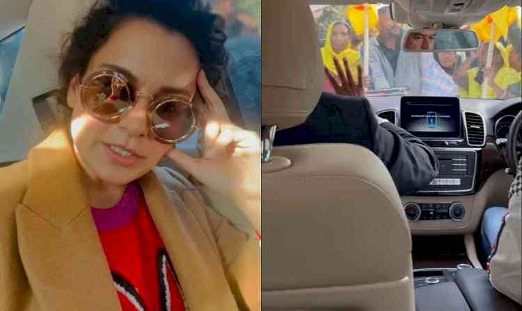 Kangana's car waylaid by protesting farmers in Punjab