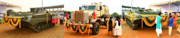 Ordnance Factory Medak displays infantry combat vehicles